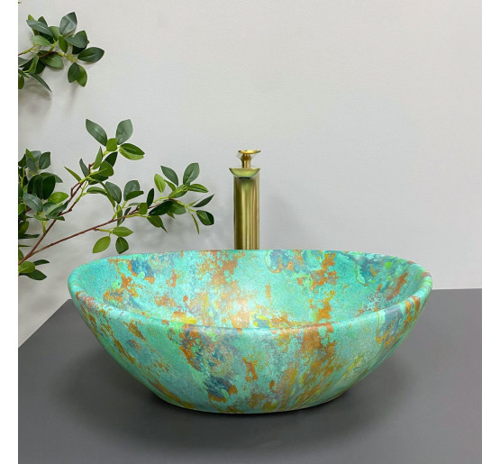 Умывальник (раковина) VBI PARMA MARBLE GREEN MATT накладной