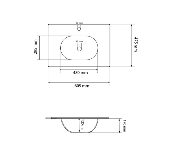 Умивальник (раковина) VBI PORDENONE WHITE врізний