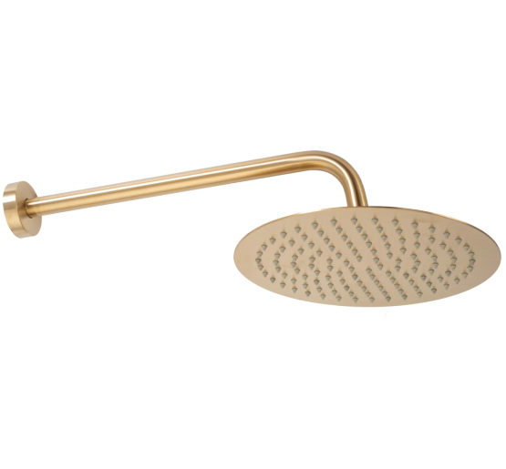 Душова система REA LUNGO BRUSHED GOLD з виливом + BOX прихованого монтажу