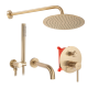 Душова система REA LUNGO BRUSHED GOLD з виливом + BOX прихованого монтажу