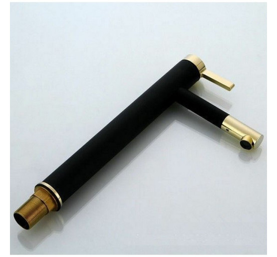 змішувач для умивальника Rea Smart чорний, золото, високий (REA-B7402)