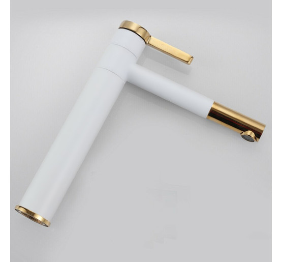 смеситель для умывальника Rea Smart белый, золото, высокий (REA-B8400)
