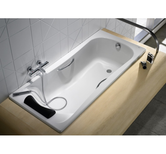 Прямоугольная акриловая ванна Roca BeCool с ручками и подголовником 180x80 (A248015001)