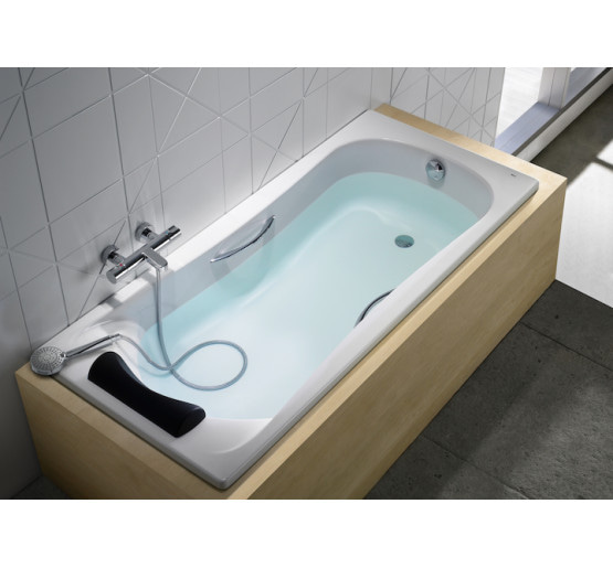Прямокутна акрилова ванна Roca BeCool з ручками та підголовником 180x80 (A248015001)