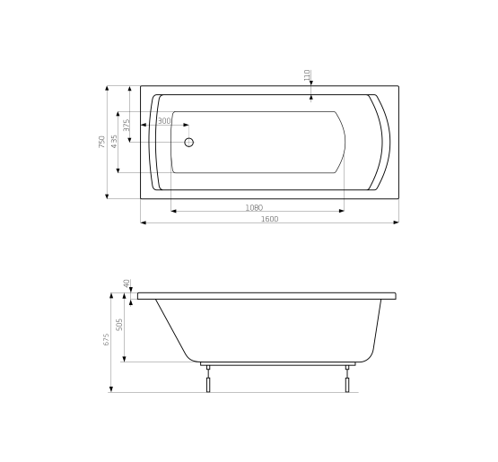 Ванна акриловая Roca Linea 160x70 (A24T018000)