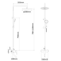 Душова система з змішувачем для ванни RJ VELUM хром (RSZ082-3) 