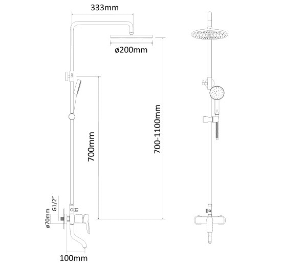 Душова система з змішувачем для ванни RJ TULIP хром (RSZ081-3) 