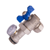 Кран колектора з термометром кутовий Karro 1”