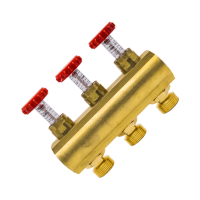 Колектор латунний з витратомірами Karro 1” на 3 виходи