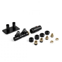 Набір вентилів інтегрований термостатичний лівий чорний мат Twins All in One Terma 