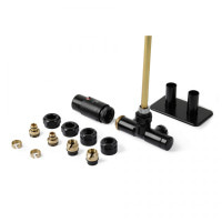 Набір вентилів інтегрований термостатичний лівий чорний мат Unico All in One Terma 