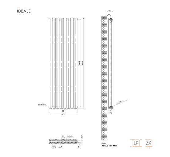 Радіатор дизайнерський Ideale Adele 12 8/1500/472 антрацит
