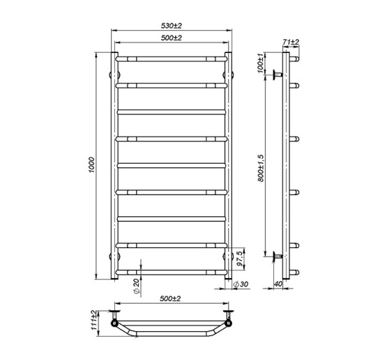 Полотенцесушитель Onlyheat Ignis 500/1000/9