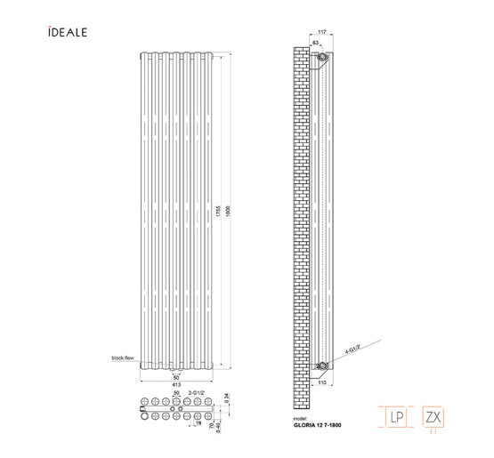 Радіатор дизайнерський Ideale Gloria 12 7/1800/413 чорний