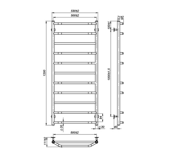 Полотенцесушитель Onlyheat Ignis 500/1200/11