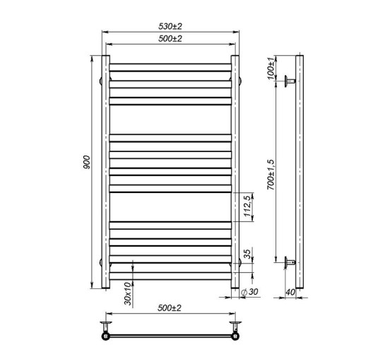 Полотенцесушитель Onlyheat Vesta 500/900/11