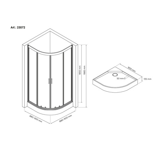 Душова кабіна Britc Lira 90x90 см з піддоном (скло 5 мм)