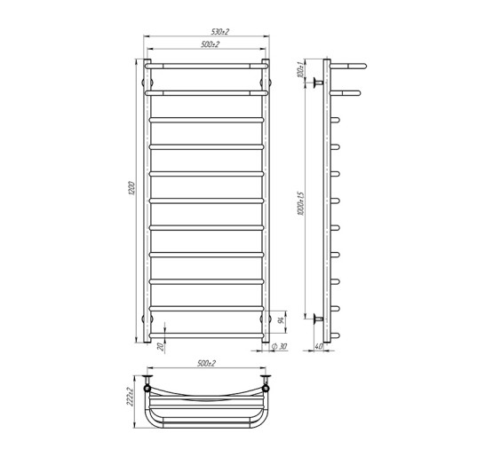 Полотенцесушитель Onlyheat Elios 500/1200/11