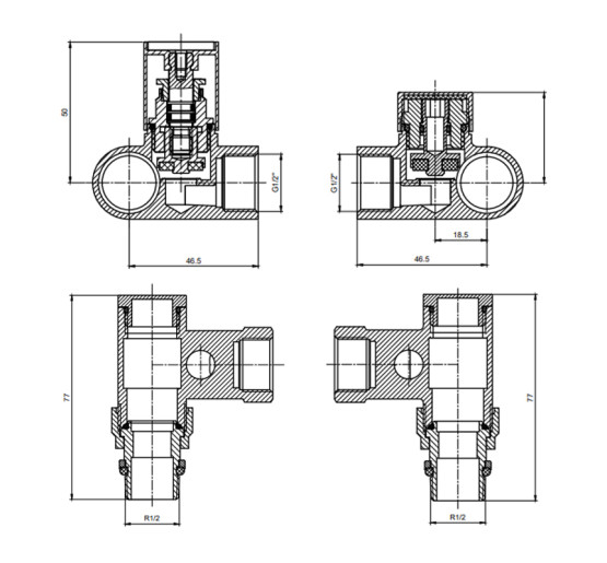 Комплект дизайн кранов под ТЭН Ideale 1/2”x1/2” антрацит