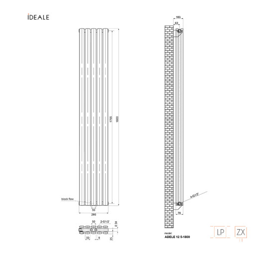Радіатор дизайнерський Ideale Adele 12 5/1800/295 чорний