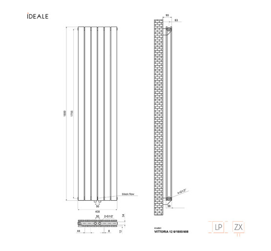 Радіатор дизайнерський Ideale Vittoria 12 6/1800/408 білий