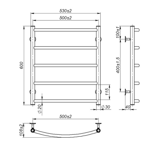 Рушникосушка Onlyheat Oria 500/600/5