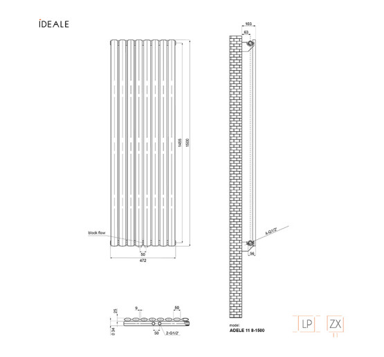 Радіатор дизайнерський Ideale Adele 11 8/1500/472 антрацит
