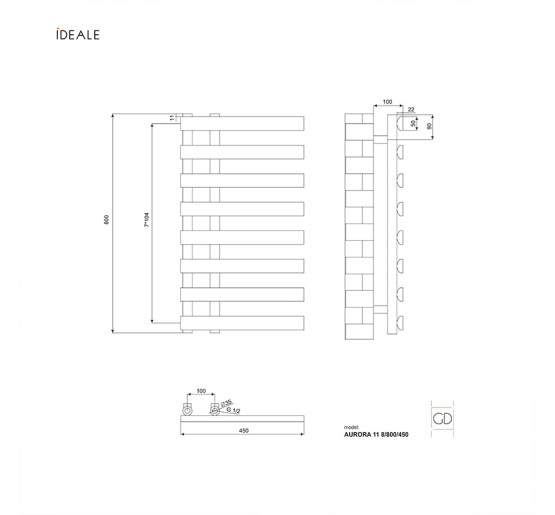 Рушникосушка дизайнерська Ideale Aurora 8/800/450 антрацит