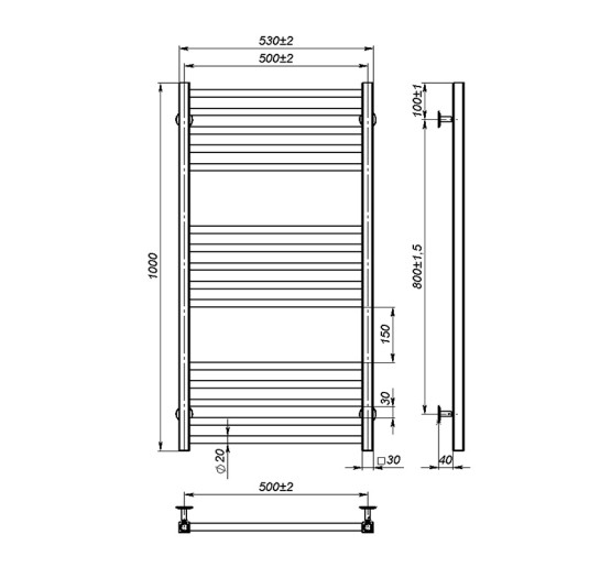 Полотенцесушитель Onlyheat Ember 500/1000/15