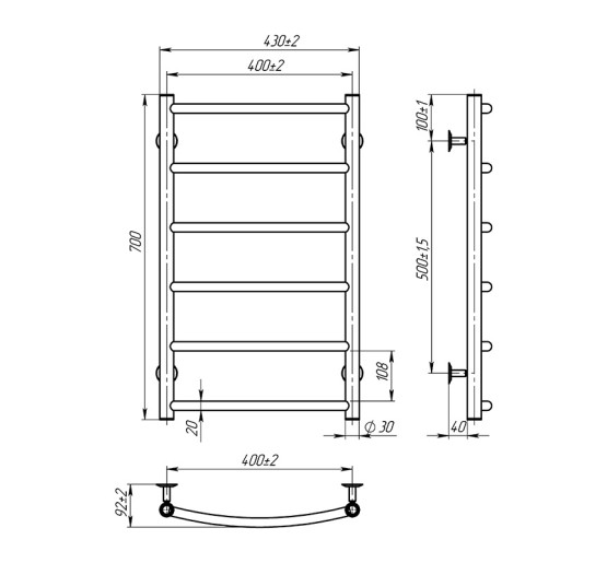 Рушникосушка Onlyheat Oria 500/700/6
