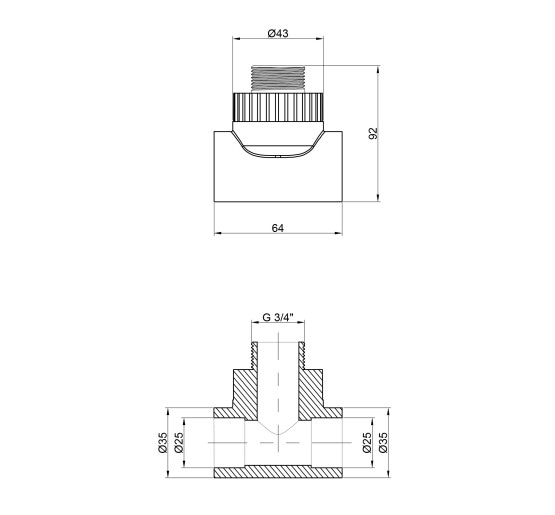 Тройник PPR Thermo Alliance 25х3/4"х25 НР