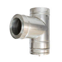Трійник з нержавіючої сталі утепленний з конденсатовідводом 90°, H=0.5/0.5, Ø180