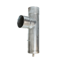 Трійник з нержавіючої сталі з конденсатовідводом та ревізією, H=0.8, Ø150