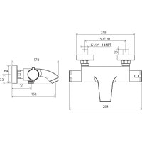 Термостатический смеситель для ванны Ravak Termo TE 082.00/150 (X070046)